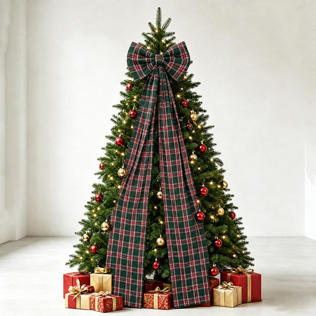 Plaid Long Tail 3D Christmas Tree Decoration for Festive Holiday Tree Decor