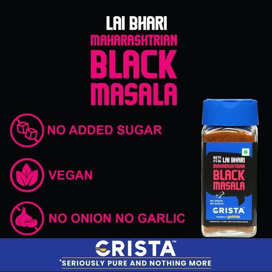CRISTA Lai Bhari Maharashtrian Black Masala | Authentic Goda Masala | No Added Sugar | No Onion | No Garlic | Vegan | 50 Gms