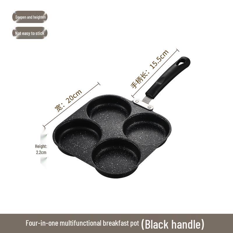 Bakelite Handle Non-Stick Breakfast Frying Pan with Multi-Hole Mold for Eggs, Pancakes, and Burgers