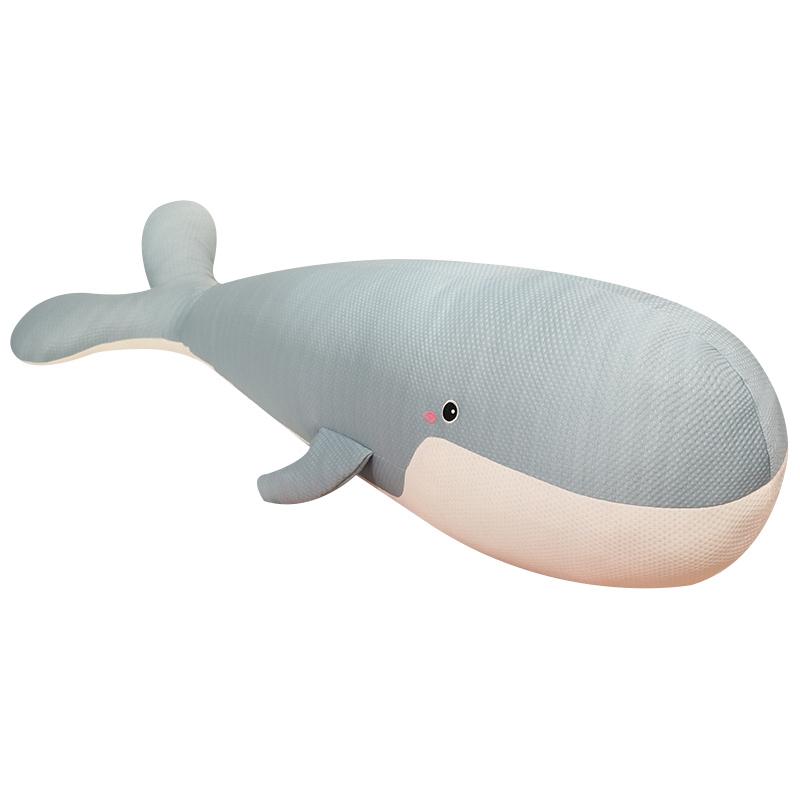 50Cm Cooling Ice Silk  Down Cotton Soft Plush Whale Stuffed Toy Aquatic Cartoon Animal Black Grey Blue Sleeping Companion Gift