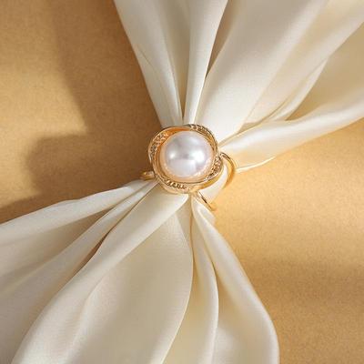 Trendy Multi-Function Pearl Shawl & Silk Scarf Buckle