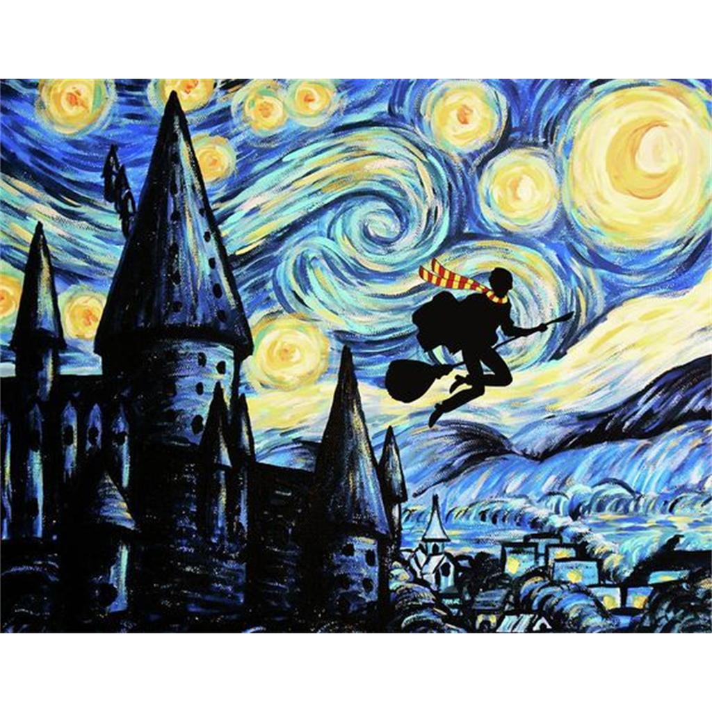 Zamek Harry'ego Pottera Magia Diamentowe Malowanie Sztuczna Mozaika Haft Krzyżykowy Łazienka 5D DIY Wzór Artystyczny Tworzenie