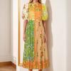 Ladies Summer Fashion Elegant Short Sleeve Floral Printed Bubble Sleeve Dresses