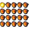 ALFU 3/4" Inch 20Pcs Amber Round LED Trailer Side Marker Clearance Lights Front Rear Top Marker Indicators Tail Light Waterproof For Truck Car Bus