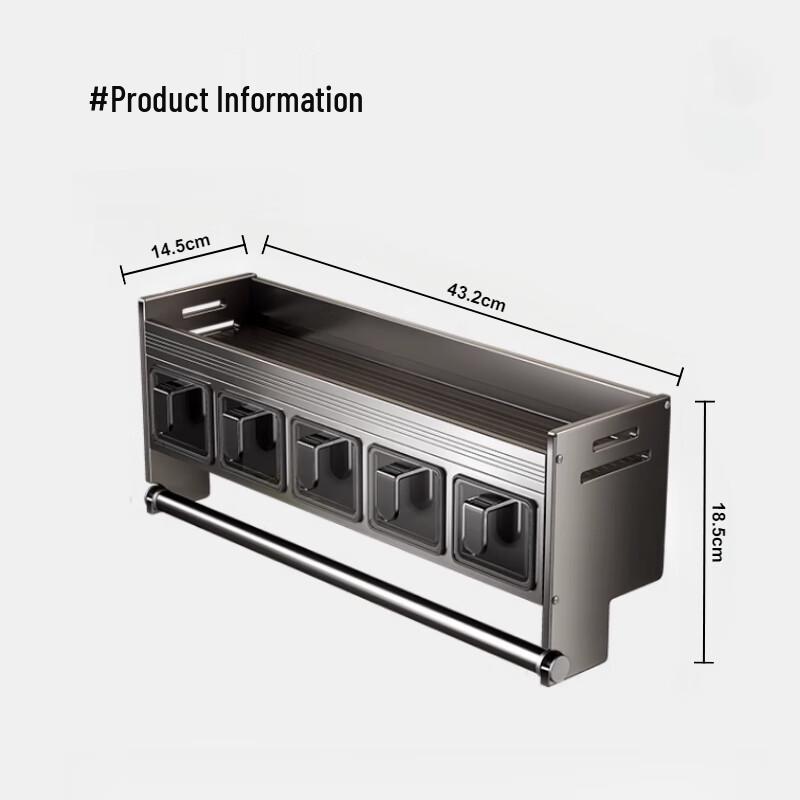 Modern 3-Tier Countertop Spice Rack with 5 Grids & Hanging Rod