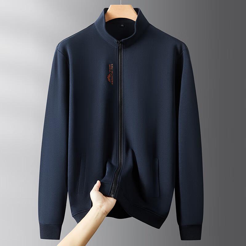 Dibinze Men's Plus Size Cotton Full-Zip Stand Collar Jacket