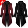 Men's European and American Medieval Swallowtail Suit - Retro Mid-Length Punk Coat