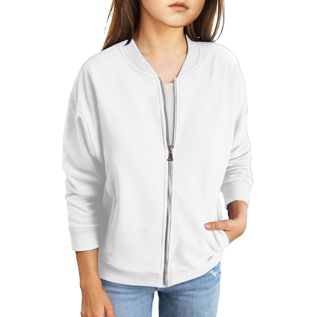 Jenter Glidelåsjakker Barn Høst Langermet Sweatshirts Yttertøy Med Lommer 5-15 År