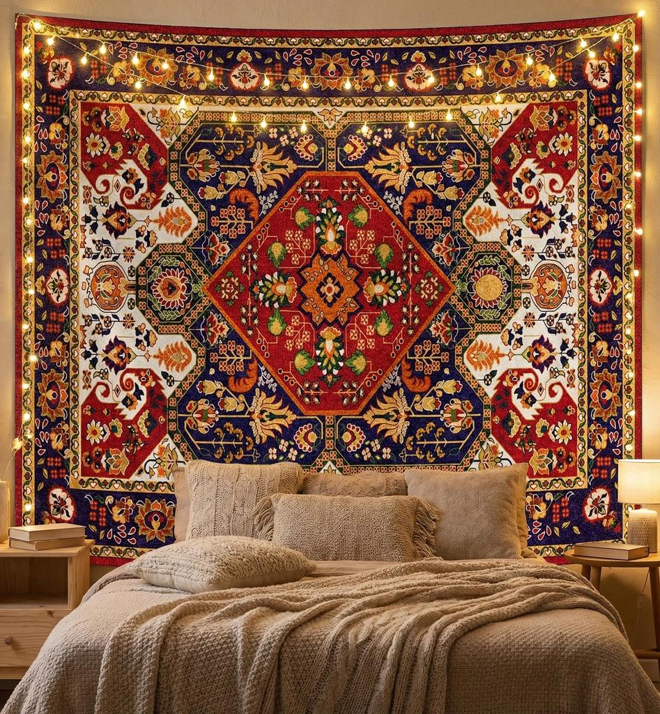 Boho Mandala Nature Tapestries Bedroom Decor,Sun and Moon Celestial Starry Night Poster,Mandala flowers tapestry wall hanging