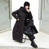 Women Autumn Winter Hooded Neck Long Sleeve Solid Color Single Breasted Knot Loose Warm Long Coat