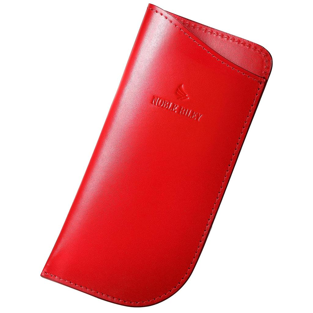 Noble Riley and Slim Vertical Eyeglass Case with Single Portable Leather Men's Women's Opening, Insert, (Red)