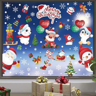 Static Christmas Sticker Window Glass Sticker Snowflakes Old Man Christmas