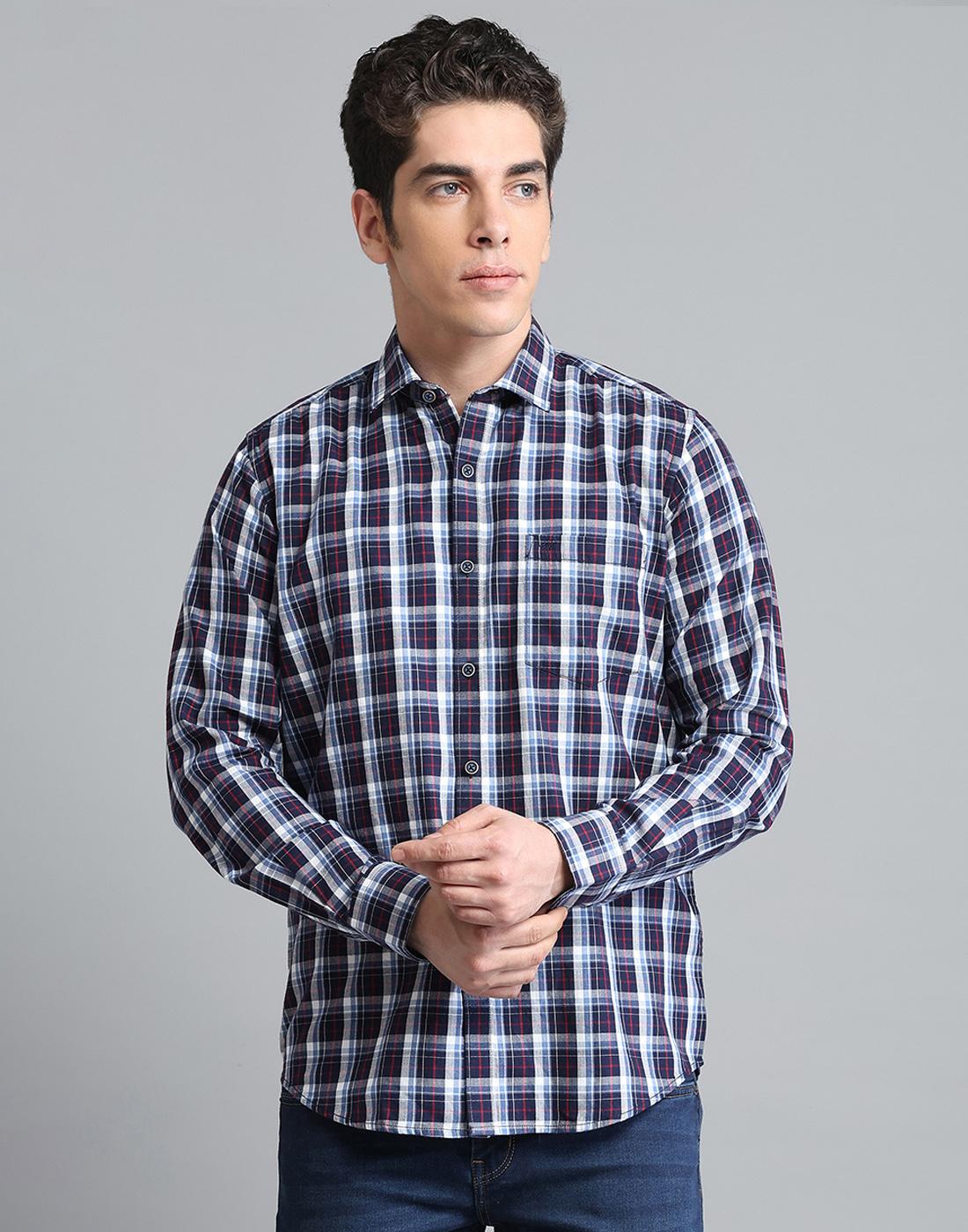 

Рубашка мужская Monte Carlo в клетку, темно-синяя, с воротником-стойкой, с длинным рукавом 2XL темно-синий