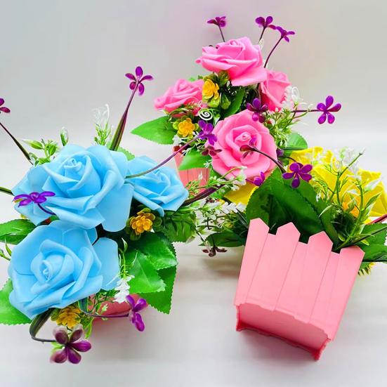 Künstliche Blume, realistische Gartenarbeit, UV-beständig, schick, Balkon, charmante Topf-Fake-Rosenblume, Urlaubszubehör