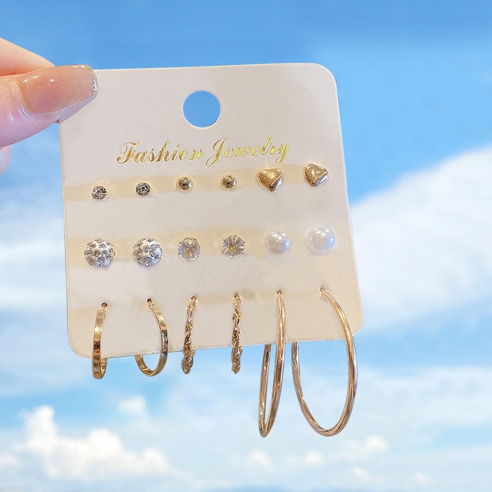 iF ME Fashion Pearl Earring Set Women Luxury Butterfly Love Heart Gold Stud Earrings Resin Hoop Earrings Jewelry Accessories