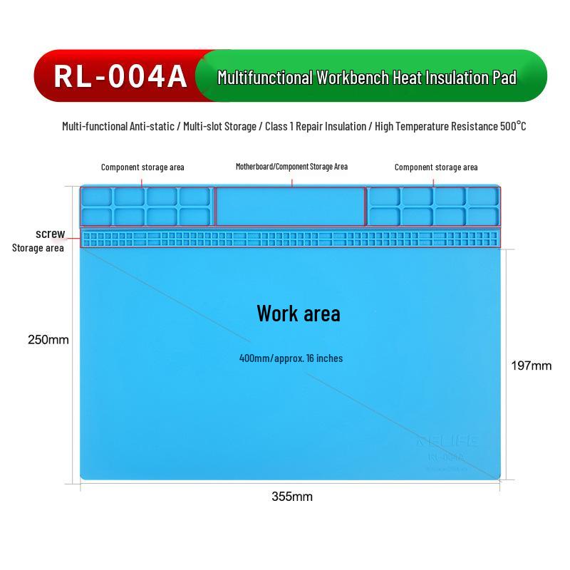 Extra Large Heat Resistant Silicone Mat for Mobile Phone Repair - Model RL-004A.