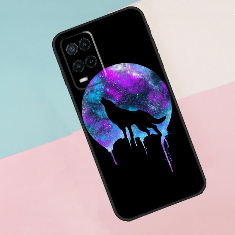 Cute Galaxys Wolf For Oppo A40 A60 A80 A18 A38 A58 A78 A98 A79 A16 A76 A96 A15 A74 A94 A54 A77 A17 Phone Case