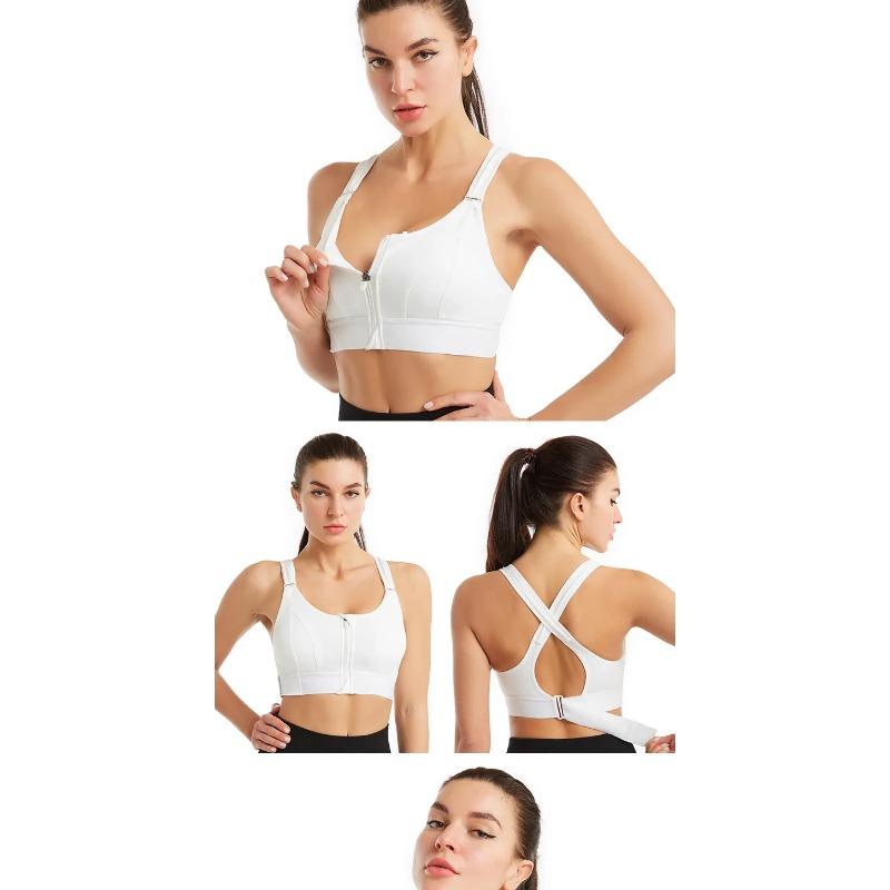 Reggiseni Sportivi da Donna Leggings Top Corto Gilet Cerniera Frontale Taglia Plus Spalline Regolabili Antiurto Palestra Fitness Atletico Reggiseno