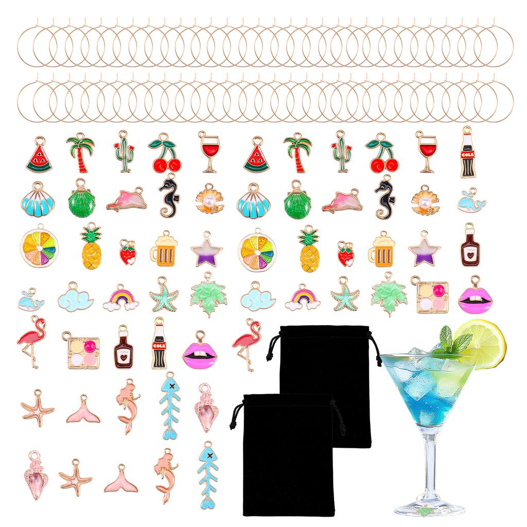 Weinglasmarker Weinglasanhänger Getränkemarker für DIY Halskette Armband Ohrringe Schmuckherstellung Feiertags-Themenparty-Dekor