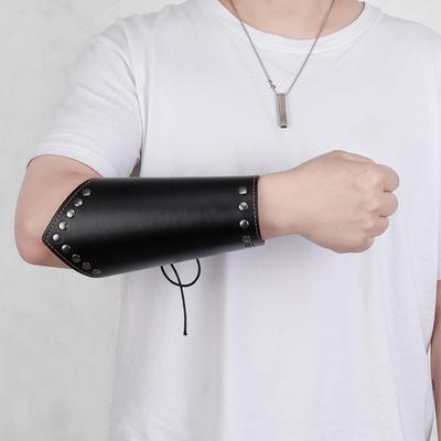 1 Piece Female Male Punk Rock Gothic Leather Wrist Bracer Guards Arm Protector Wristband for Cosplay Kids Halloween Fancy Dress