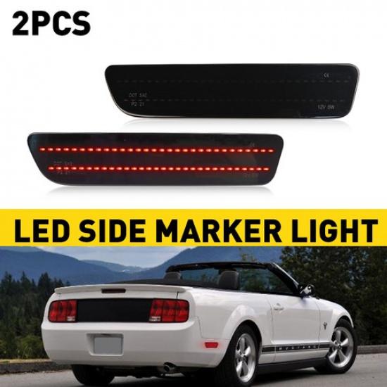 

2x Smoked Red LED Rear Bumper Side Marker Lamp Lights For 2005-2009 Ford Mustang