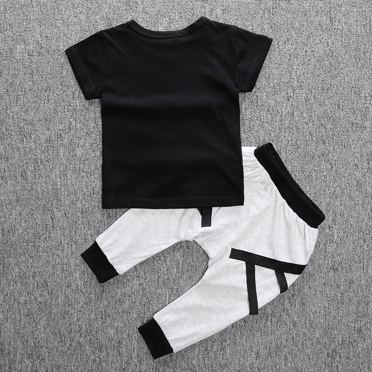 2025 Boys' Summer Cartoon T-shirt & Tape Pants Set