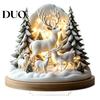 Holiday Snowman Tabletop Figurines Christmas Winter Ornaments, Double-sided Acrylic Snowman/Santa Claus/Reindeer/Cottage Table Double Sided Ornaments