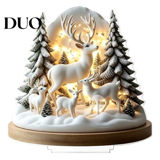 Holiday Snowman Tabletop Figurines Christmas Winter Ornaments, Double-sided Acrylic Snowman/Santa Claus/Reindeer/Cottage Table Double Sided Ornaments