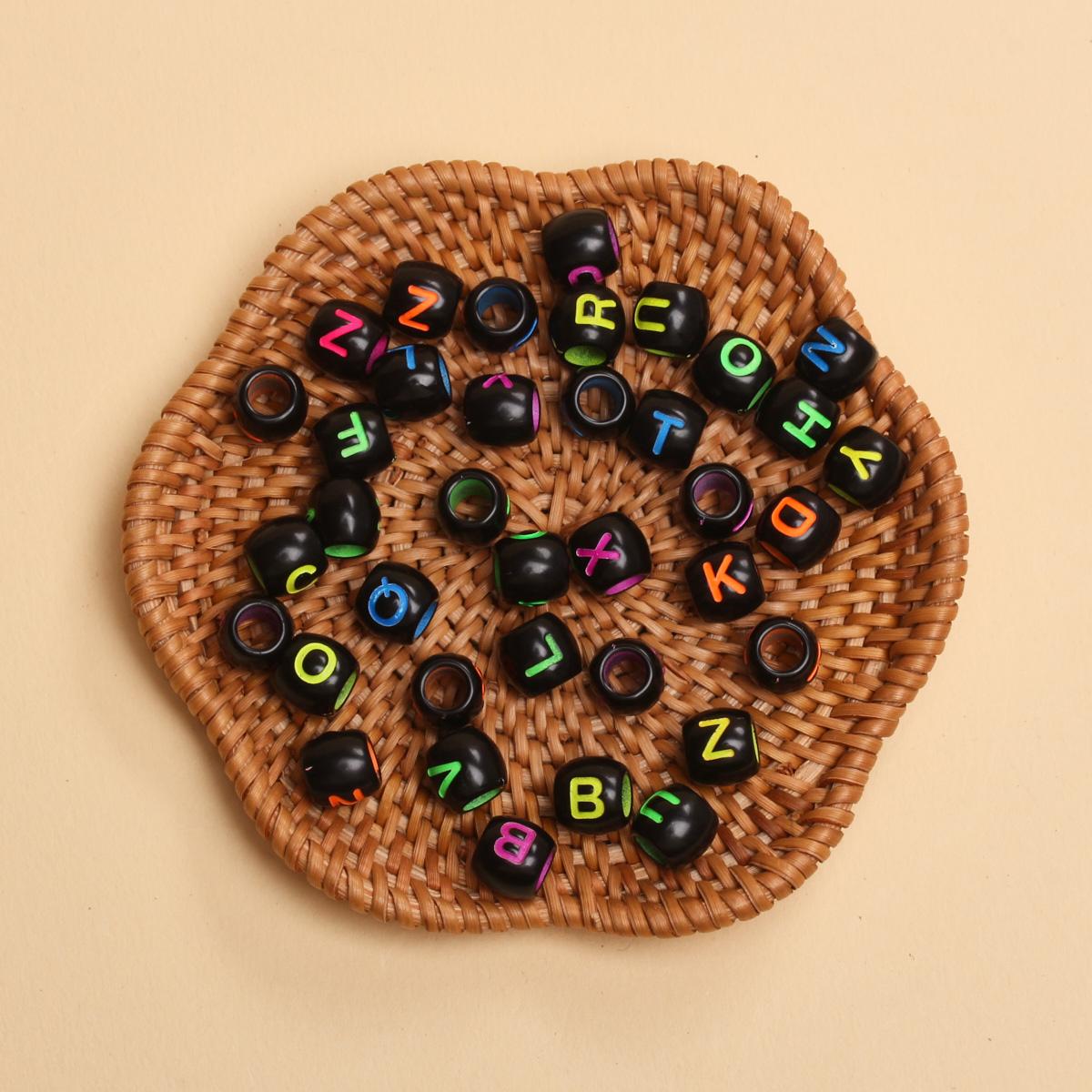 

40 шт. 8*9 мм модные цилиндры с алфавитом, бусины с большими отверстиями, акрил, сделай сам, для браслета, ожерелья, аксессуары с буквами, подвески для изготовления ювелирных изделий