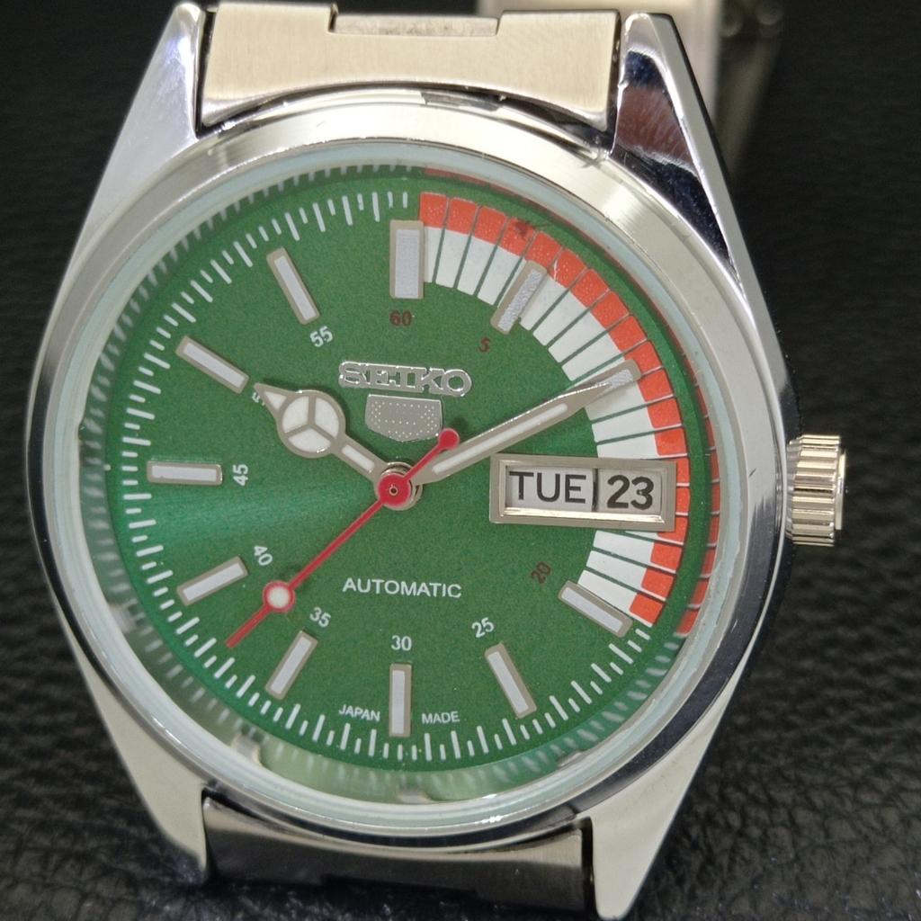 VINTAGE REFURBISHED SEIKO 5 AUTOMATIC 6309A JAPAN MENS GREEN WATCH A440753-4 Sk-a440753