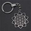 Pendant Flower Of Life Sacred Theme Keychain Boho Geometry Charm Key Ring Spiritual Fashion Gift For Jewelry Making