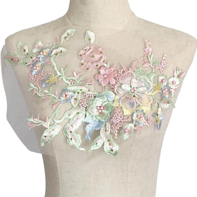 Embroidered Sequins Flower Applique Patches for Clothing Bags Handcraft Decoration Polyester Materials