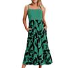 Damen Long Beach Casual Elegant Spaghettiträger Maxikleid Floral Low-Key Fließendes Bohemian Kleid