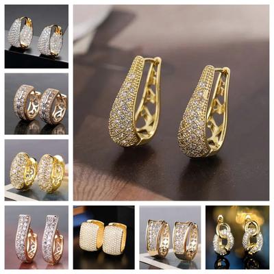 Exquisite Sweet Cool Street Pography With Zircon Inlaid Women'S Ear Buckle Shining Sweet Fashion Simple Accessories