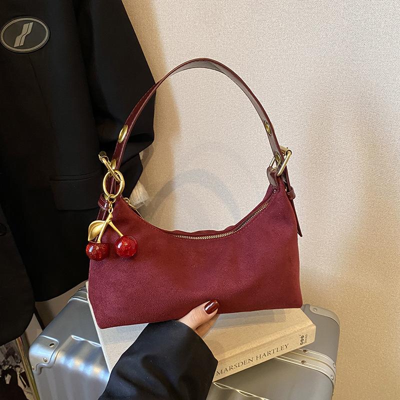 

Корейская версия нишевая ретро портативная сумка-пельмень женская 2025 осень новая модная текстурная повседневная на плечо сумка-мессенджер no pendant бордовый