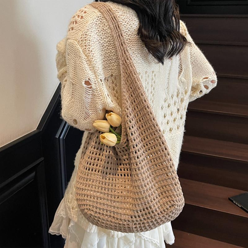 Creative Large Capacity Shoulder Bags Casual Simple Handbags Vintage Multifunctional Woven Shopping Tote Beach Bag
