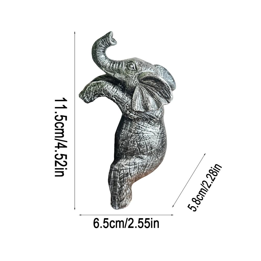 1Pc Resin Silver Elephant Hanging Flower Pot Hanger Decoration, Garden Art Decoration, Flower Pot Small Statue Garden Decoration