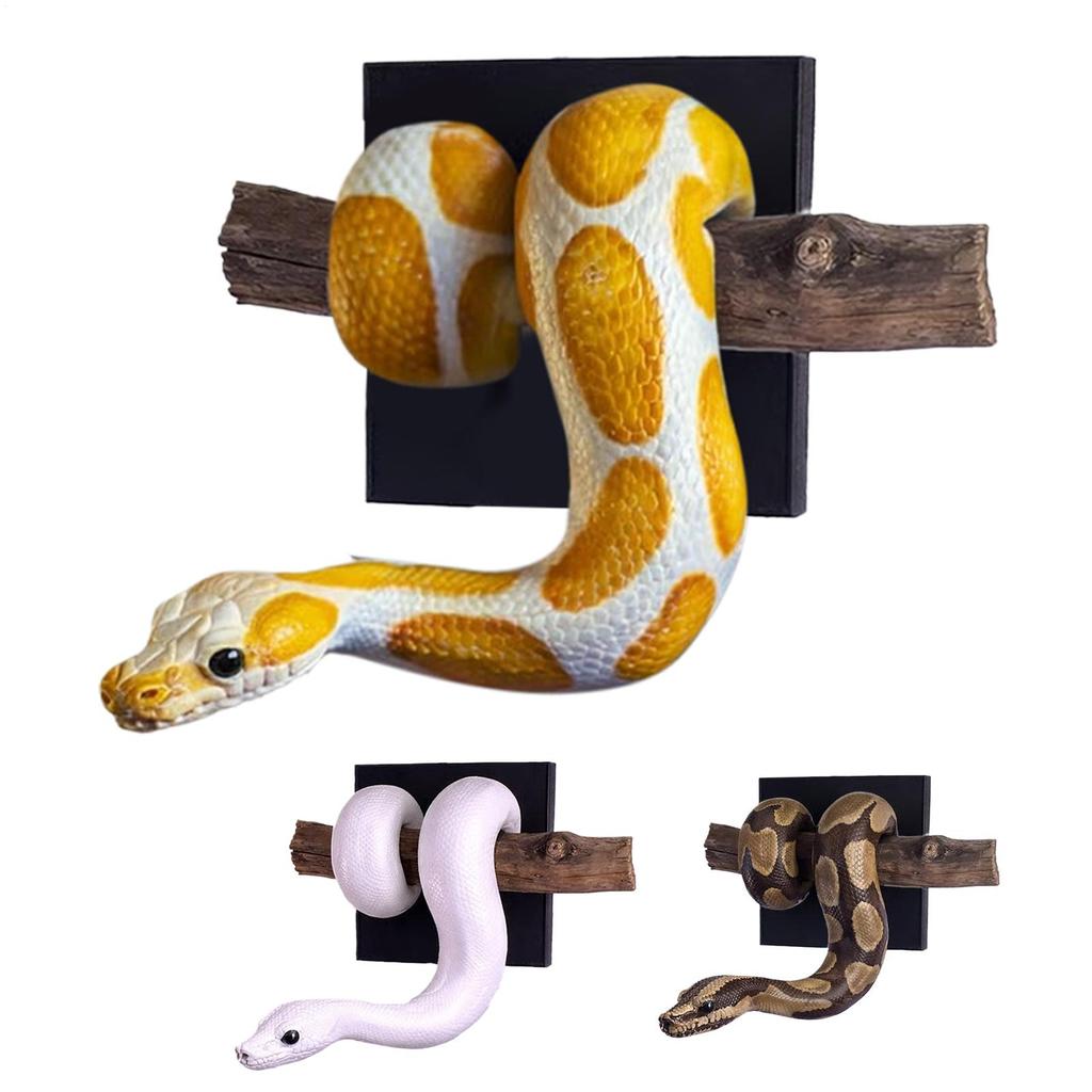 Snake Wall Decor 3D Realistic Gothic Resin Figurine with Branch Gothic Snake Decor for Home Bedroom Living Room Outdoor Bathroom