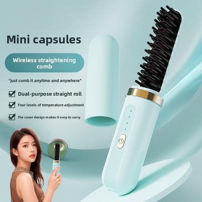Wireless Charging Capsule Hair Straightener, Negative Ion Hair Care Does Not Hurt The Hair, Straight Curl, Wet and Dry Mini Toilet