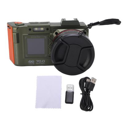 Digitalkamera 4K 70MP 50x Zoom Autofokus Weitwinkel F1.8 DSLR-Kamera mit Doppelbildschirm Blitz für Reisen Grün