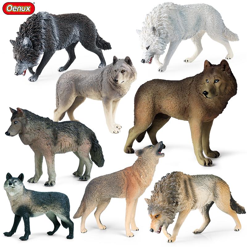 Oenux Big Size Savage Wild Beast Animals Wolf Wolves Model Action Figures Collection Solid PVC High Quality Home decor Toy Gift