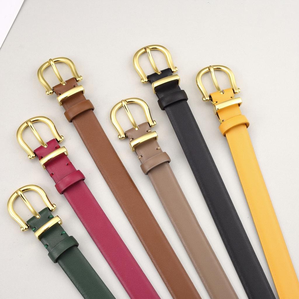 Women's Cowhide Adjustable Genuine Leather Thin Belt for Women's Decoration Versatile Coat Dress for Girls