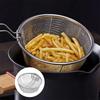 Pommes Frites Korb Edelstahl Frittierkörbe mit Griff Fritteusen Sieb Blanchierkorb Fritteusen Abschäumer