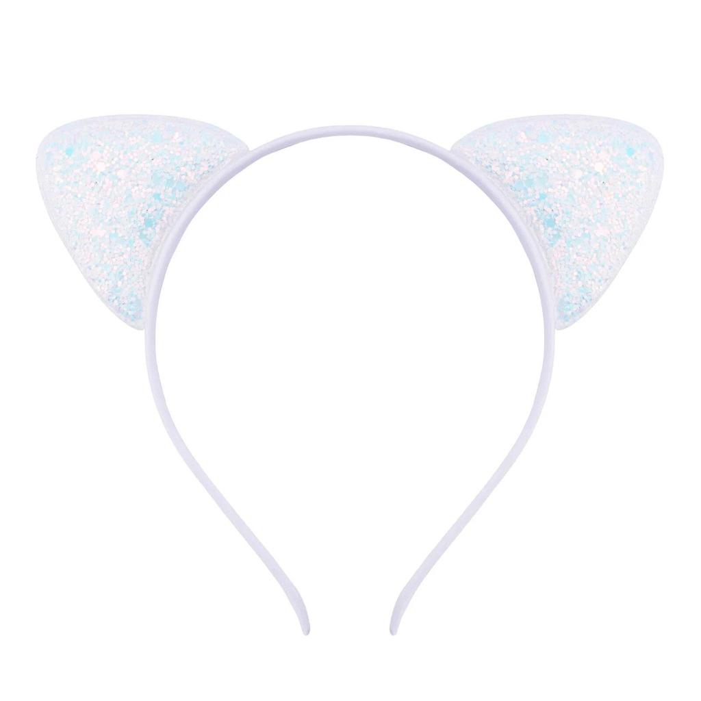 Glitzerndes süßes Katzenohren-Stirnband, Kitty-Stirnband, Damen, Mädchen, Kinder, glitzerndes Haar, Metallreifen, glänzende Haarbänder, Haar-Accessoires