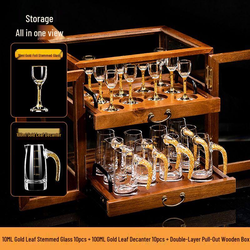 

Luxury Gold Foil Baijiu Glassware Gift Set with Decanter
