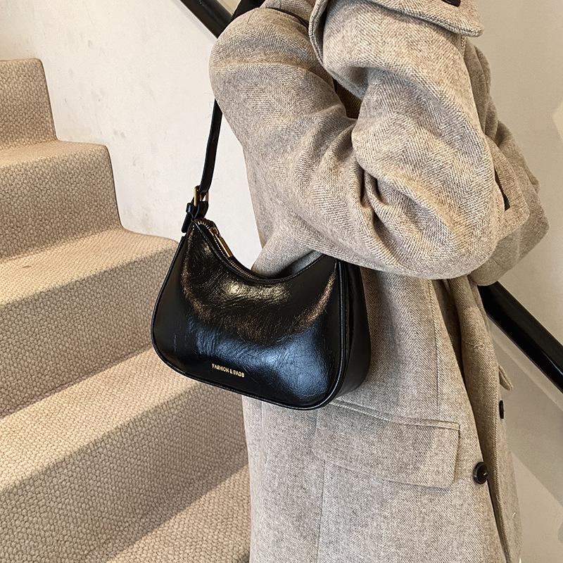 Simple Underarm Bag Texture Bag 2025 New Bag Women's Fashion Popular Shoulder Bag Baguette Dumpling Bag