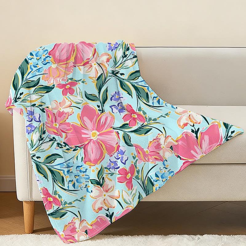 Floral Flannel Throw Blanket No Shedding, Soft Skin-Friendly Warm Cozy for Home, Couch Napping, TV Time, Halloween & Christmas
