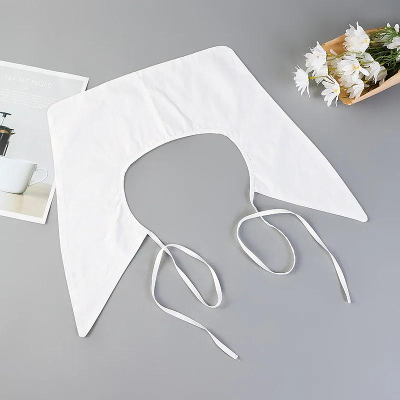 Women White Fake Collar Female Blouse Shoulder Doll Collar Detachable Shirt Collar Tie Necklace Bow Blouse Top Decorative