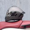 Motorcycle helmets Men's and women's face-off helmets Double mirror locomotive Bluetooth semi-full cover four seasons