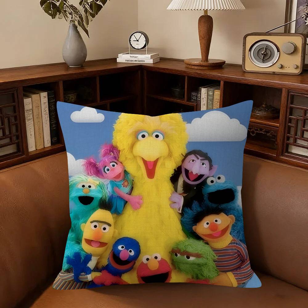 Cartoon SSesame Street Cushion Cover Pillowcase Upholstery Sofa Throw Pillow Home Decor Pillowcas